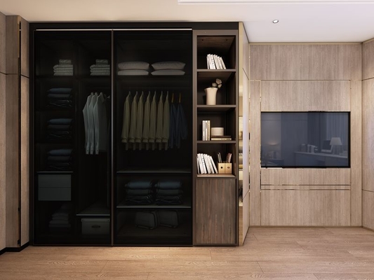 Minimalist  Diagonal Cut TV Wall Kids Wardrobe Wood Grain Stainless Steel Material