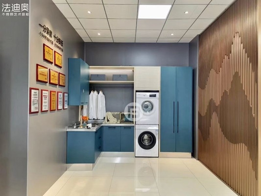 Sea Blue Laundry Room Vanity Cabinet With Multiple Storage Solution
