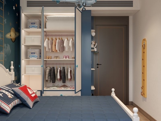 Blue Steel Kids Room Wardrobe Durable Stainless Steel Custom Closet With Wall Panels