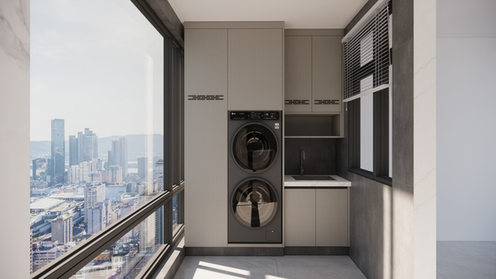 Minimalist Green Bean Gray Durable And Functional Stainless Steel Balcony Storage Cabinet