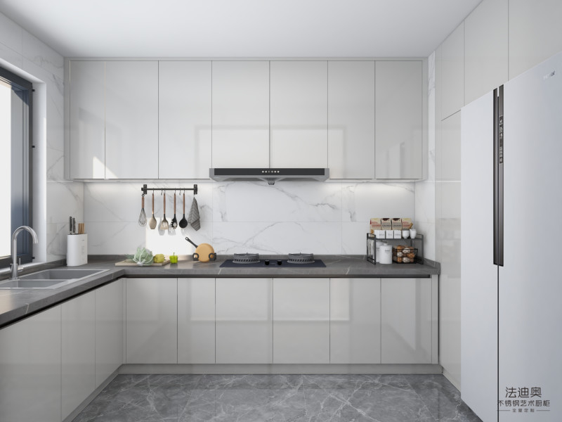 Durable Stainless Steel Construction Modern Kitchen Cabinet With Sleek White Doors