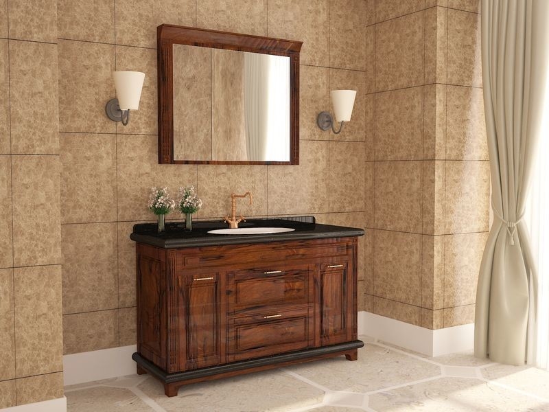 Customizable Euro Style Bathroom Vanity Cabinets With Gold Handles And Faucet