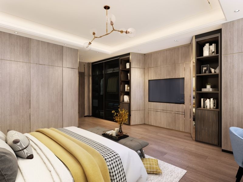 Minimalist  Diagonal Cut TV Wall Kids Wardrobe Wood Grain Stainless Steel Material