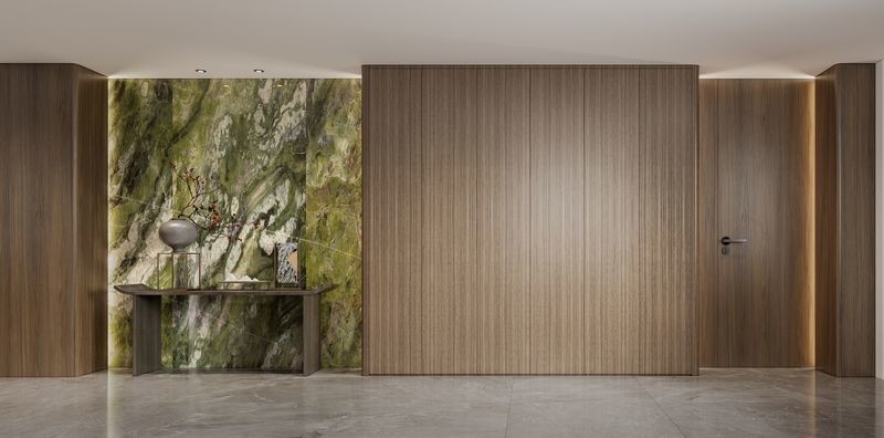 Wood Grain Stainless Steel Interior Wall Decoration Sheet Modern Wall Panel