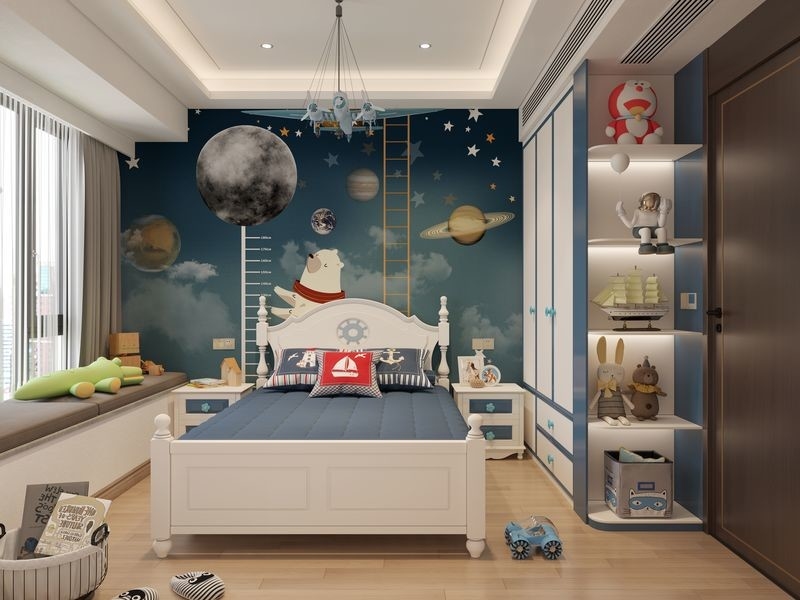 Blue Steel Kids Room Wardrobe Durable Stainless Steel Custom Closet With Wall Panels